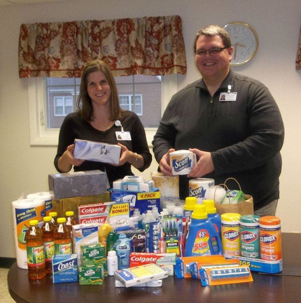 Tana Sherry and Chad Sarnoski at senior outreach donation